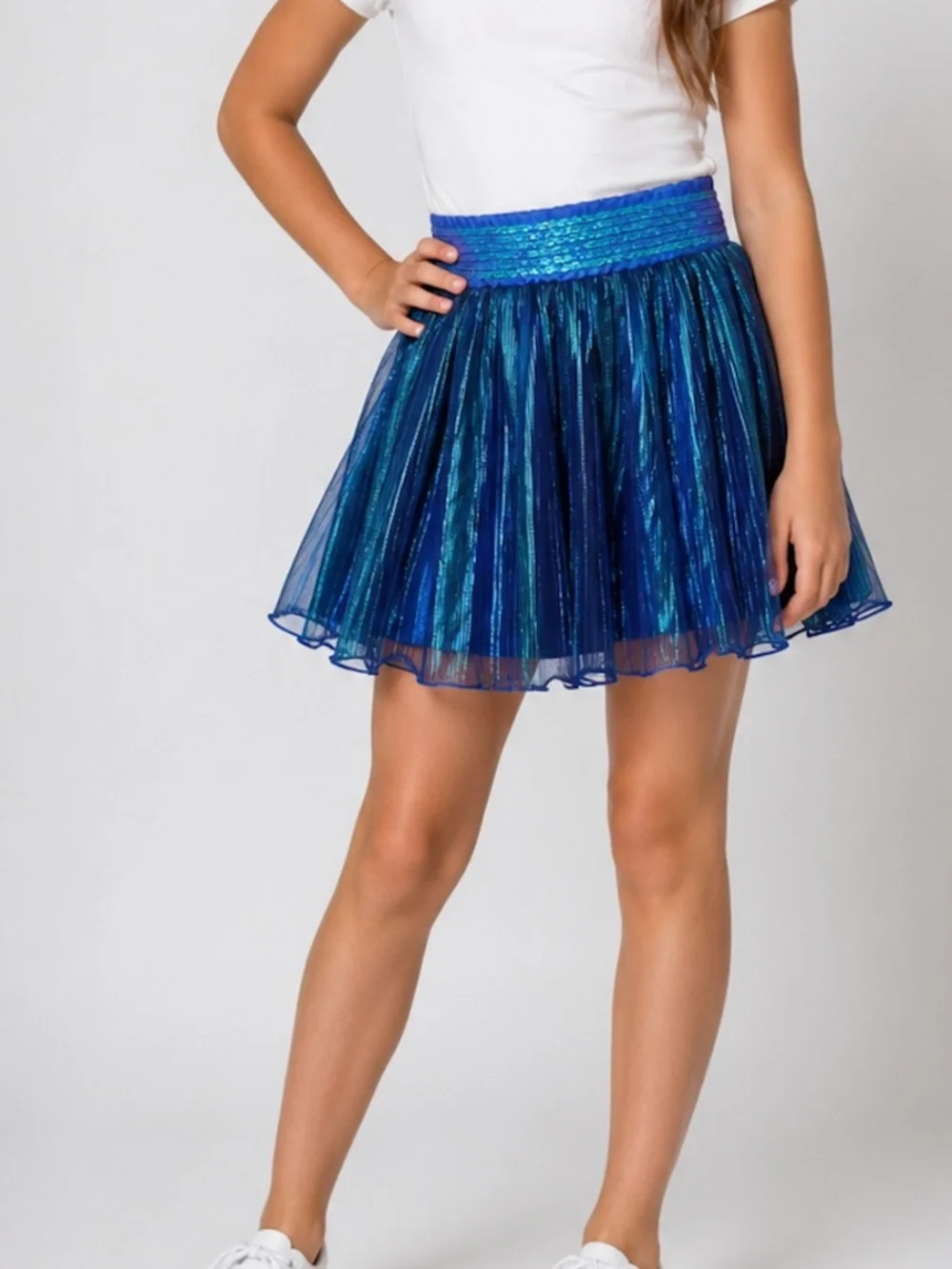 Justice Girls Size 12 Metallic Blue Sequin Skirt Skort